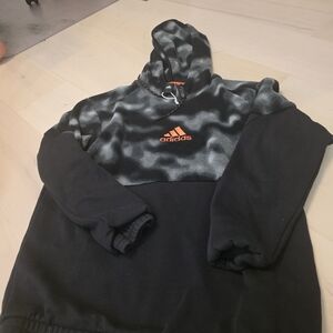 Adidas Men's Black and Silver Hoodie